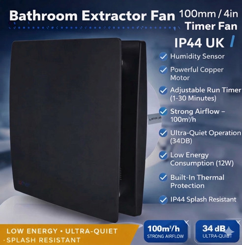 Bathroom extractor fan - bathroom, 100mm