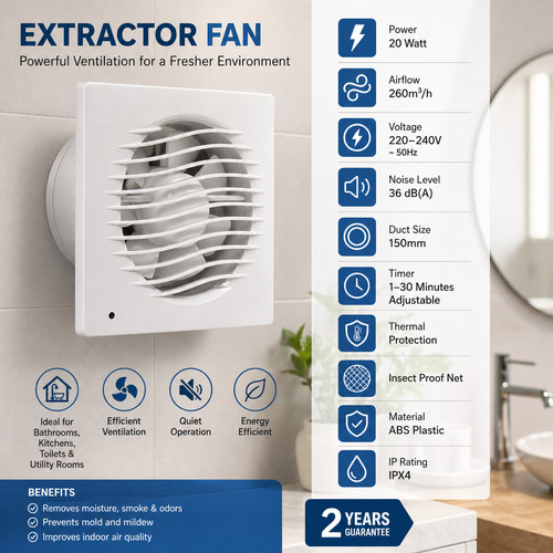 150mm bathroom extractor - bathroom, fan